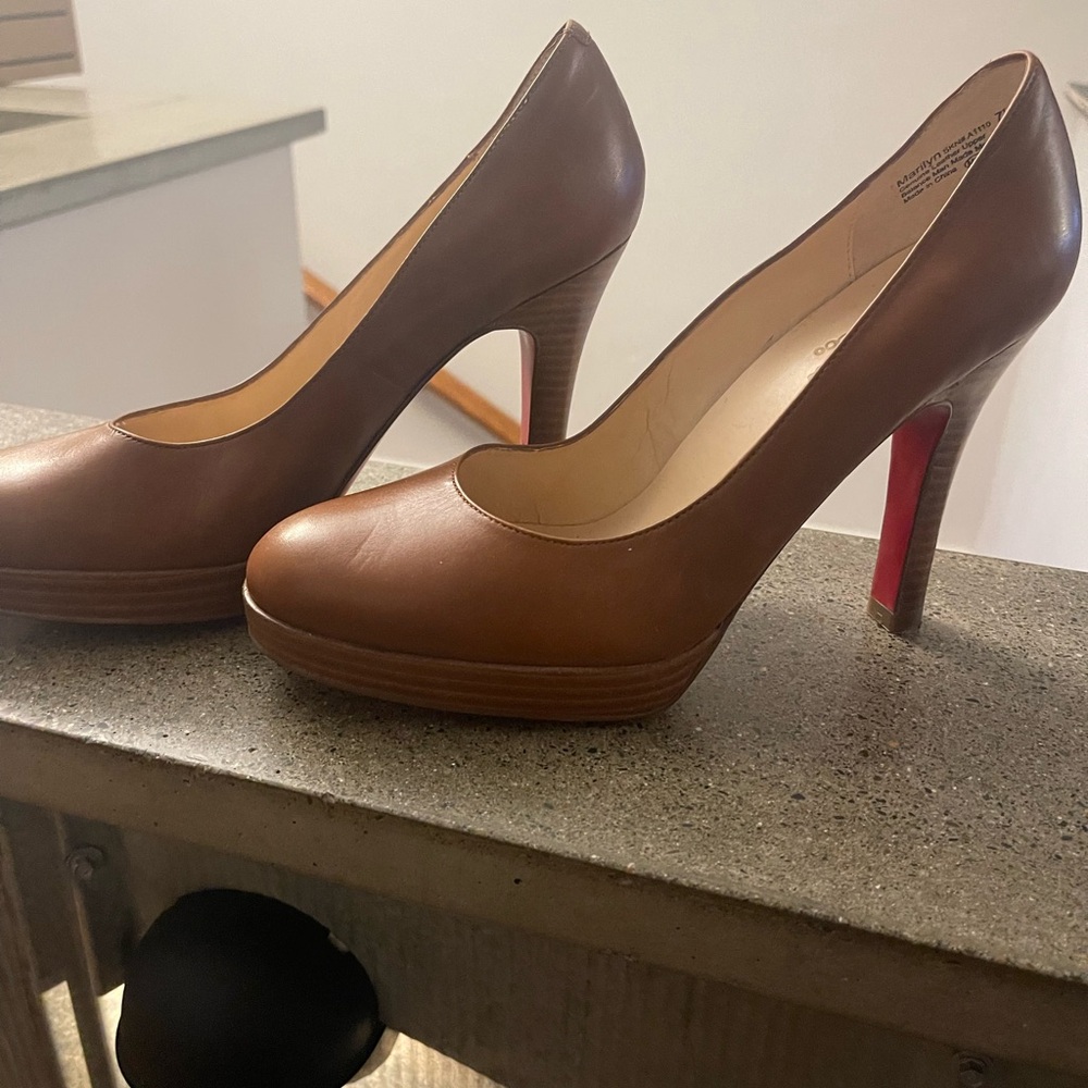 Oh Deer! Brown Leather High Heels with Red Soles